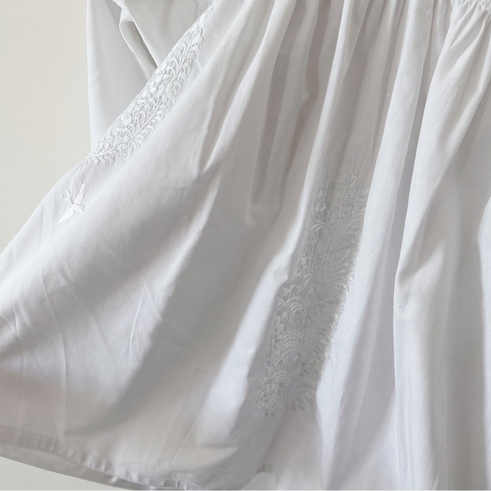 Rare Exquisite Mi Golondrina Handmade Embroidered + Lace White Blouse Sz M - Picture 5 of 8